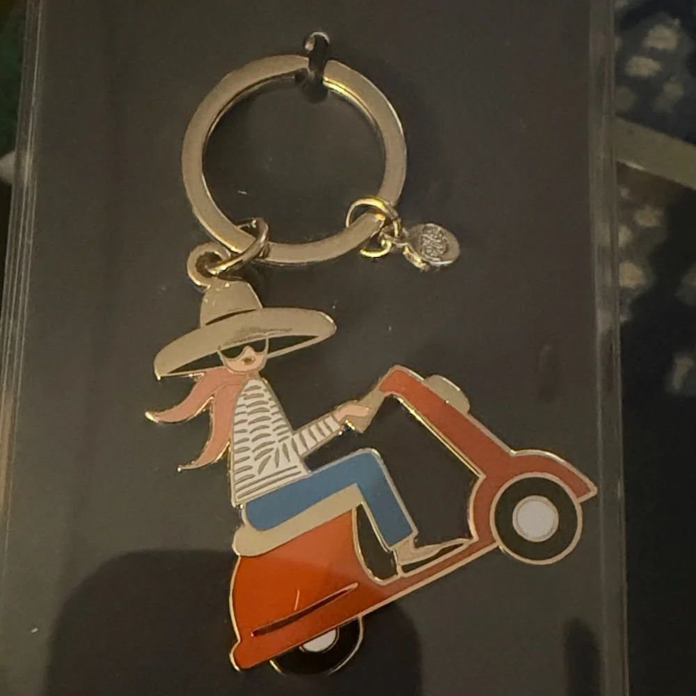 Rifle Paper Co. Enamel Scooter Keychain - Red, Blue & Gold - Picture 2 of 5